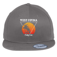 Vintage West Covina California Palm Trees Ca Retro T Shirt Flat Bill Snapback Cap | Artistshot