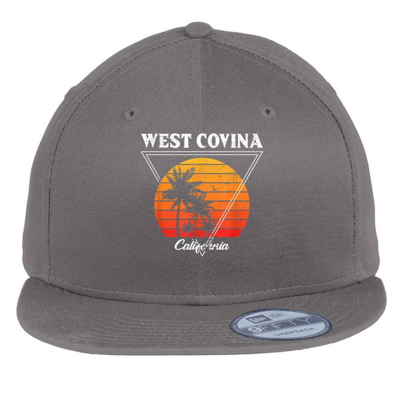 Vintage West Covina California Palm Trees Ca Retro T Shirt Flat Bill Snapback Cap | Artistshot