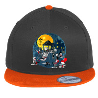 Horror Clubhouse In Park Halloween Spooky Characters Costume Flat Bill Snapback Cap | Artistshot