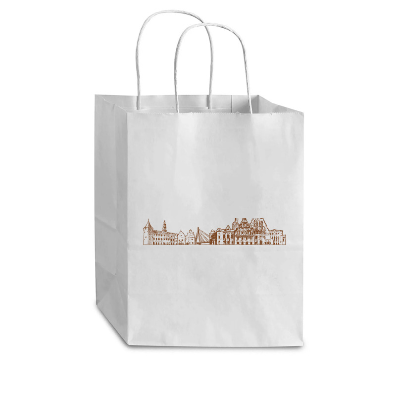 Riga Hand Drawn Skyline Cub Paper Bag - 8 X 4 1/2 X 10 1/4 | Artistshot