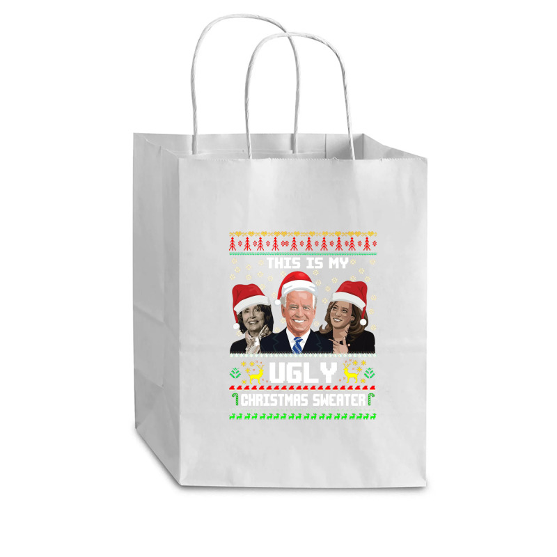 This Is My Ugliest Christmas Sweater Funny Joe Biden Kamala Sweatshirt Cub Paper Bag - 8 X 4 1/2 X 10 1/4 | Artistshot