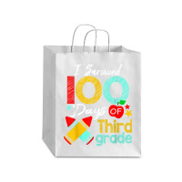 Colors Survived 100th Day Of 3rd Grade 100 Days Of School T Shirt Debie Paper Bag - 10 X 5 X 13 | Artistshot