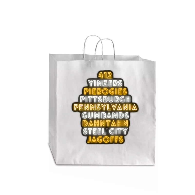 Pittsburgh 412 Jagoffs Yinzers Steel City Funny Retro Jumbo Paper Bag - 18 X 7 X 18 3/4 | Artistshot