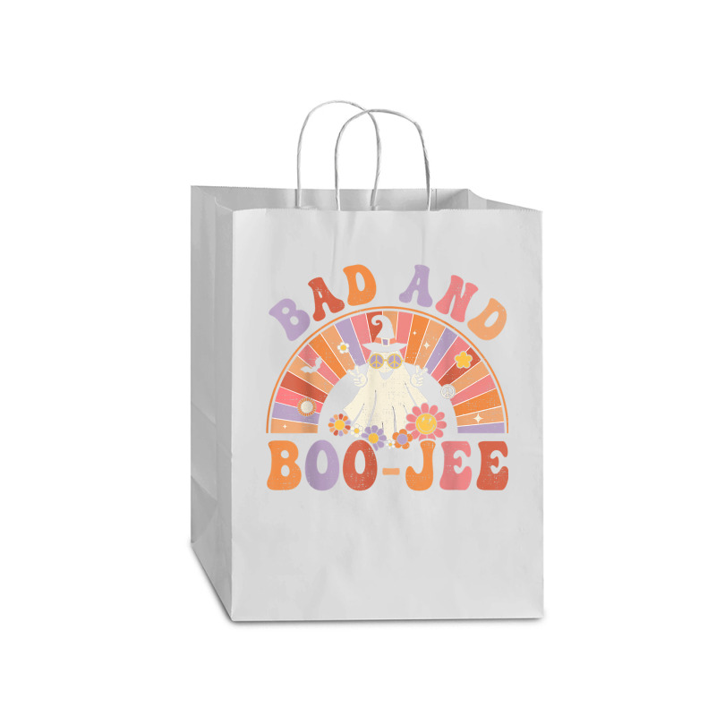 Retro Groovy Bad And Boo Jee Floral Ghost Halloween Hippie Mart Paper Bag -13 X 7 X 17 | Artistshot