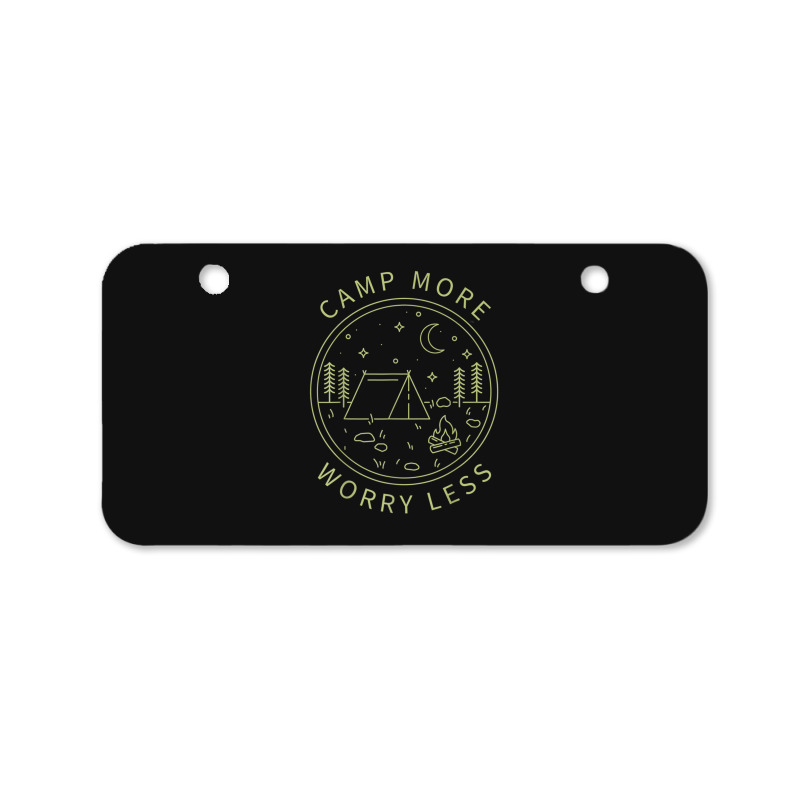 Camp More Worry Less Minimalist Camp Camping Camper Campfire Bicycle License Plate | Artistshot