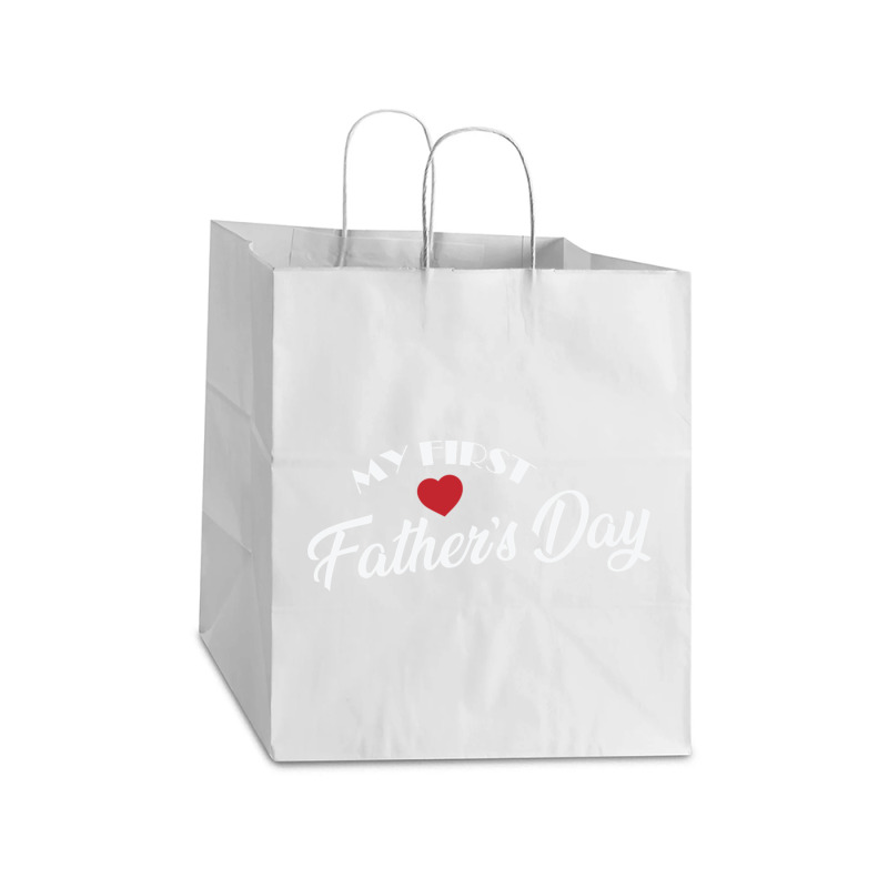 My First Father's Day Papa Father's Day Holiday Pullover Hoodie Take Out Paper Bag - 14 X 10 X 15 1/2 | Artistshot