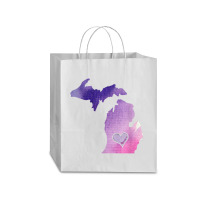 Cute Pink I Love Michigan Pure Michigander T Shirt Traveler Paper Bag -13 X 6 X 15 3/4 | Artistshot