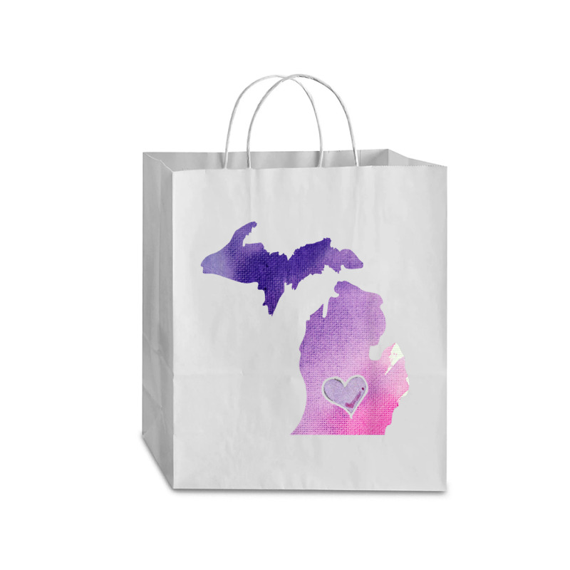 Cute Pink I Love Michigan Pure Michigander T Shirt Traveler Paper Bag -13 X 6 X 15 3/4 | Artistshot