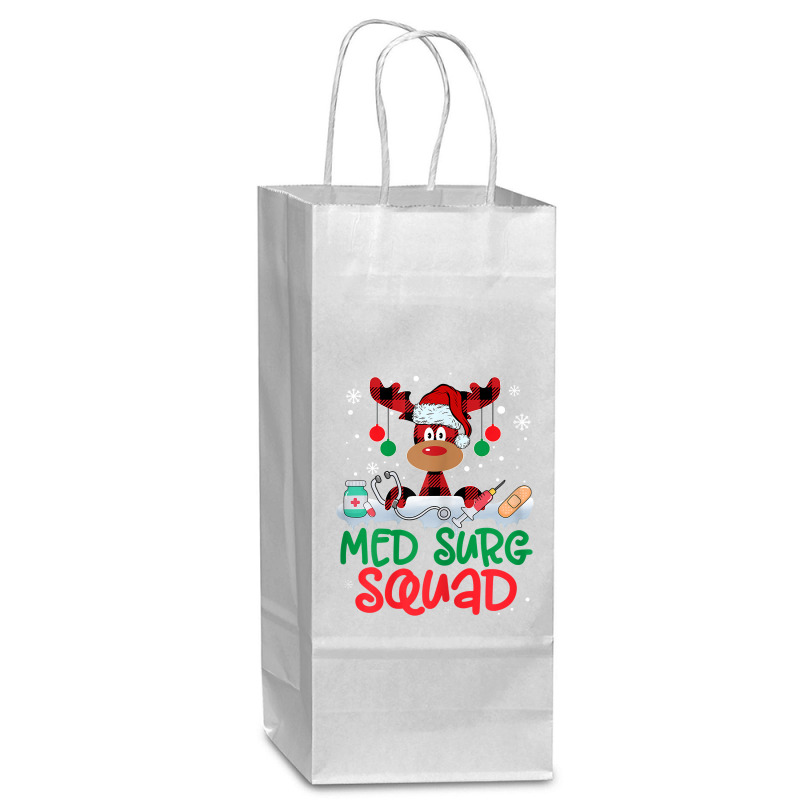 Womens Red Plaid Reindeer Santa Hat Med Surg Squad Nurse Christmas T S Wine Paper Bag - 5 1/2 X 3 1/4 X 13 | Artistshot