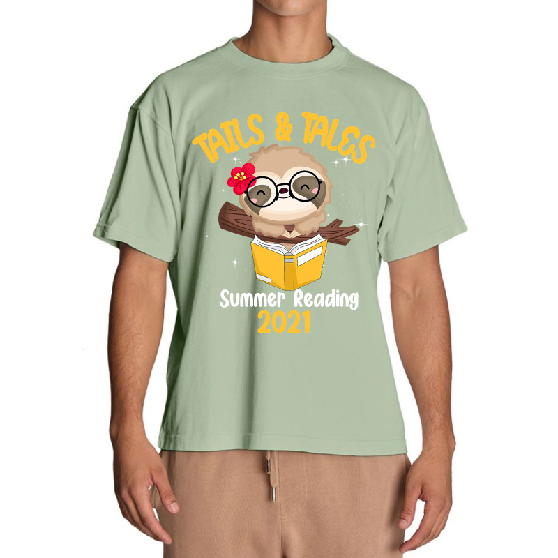 Tails And Tales Summer Reading 2021 Sloth Book Lovers T Shirt Urban Heavy T-shirt | Artistshot