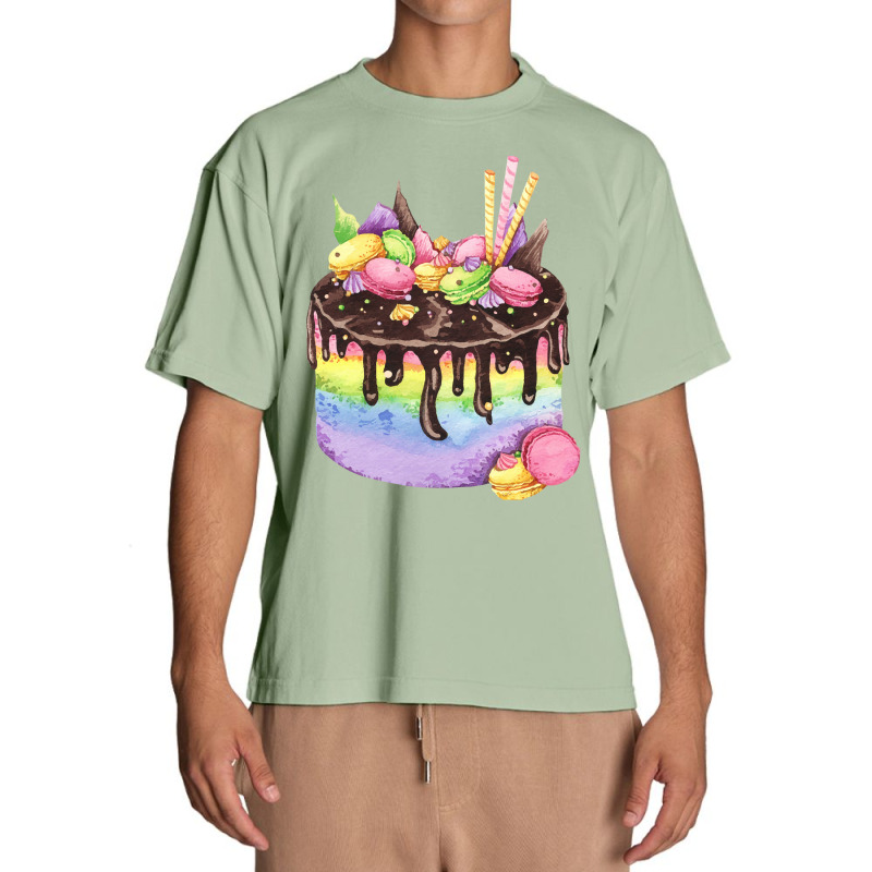 Whimsical Rainbow Birthday Cake T  Shirt Rainbow Chocolate Cake With M Urban Heavy T-shirt | Artistshot