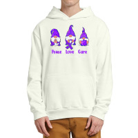 Peace Love Gnomes Purple Ribbon Domestic Violence Awareness T Shirt Urban Pullover Hoodie | Artistshot