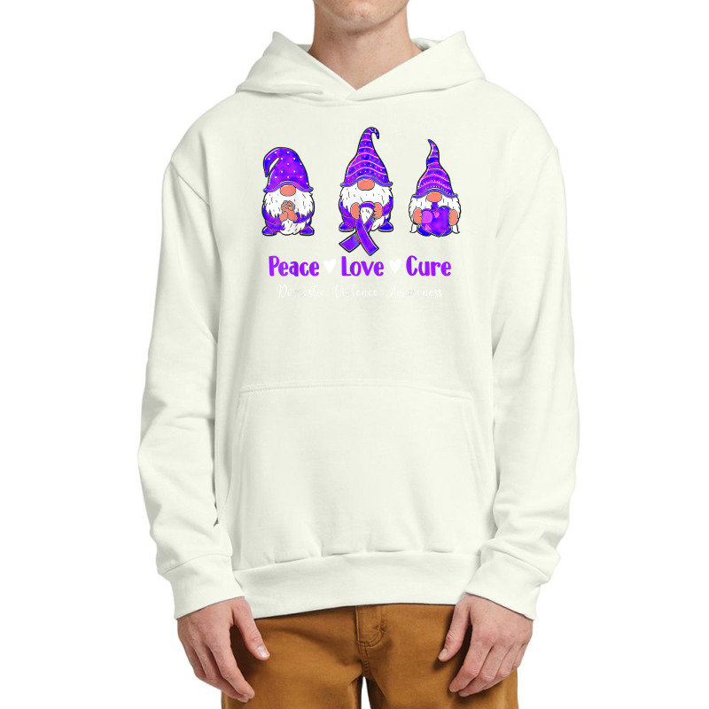 Peace Love Gnomes Purple Ribbon Domestic Violence Awareness T Shirt Urban Pullover Hoodie | Artistshot