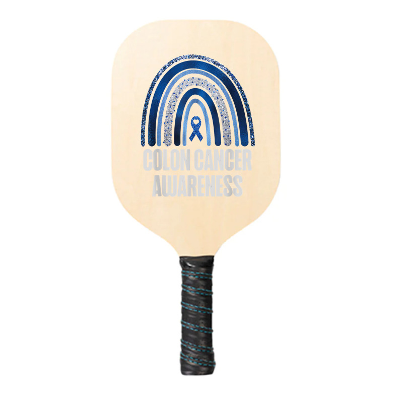 Colon Cancer Awareness Blue Ribbon And Rainbow Trending T Shirt Pickleball Paddle | Artistshot