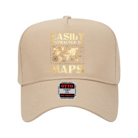 Easily Distracted By Maps   Cartography Geographer Map Lover T Shirt Adjustable Baseball Cap | Artistshot