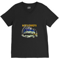 Carabiner North Dakota Fishing Raglan Baseball Tee V-neck Tee | Artistshot