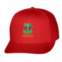 I Wear Green Tal Health Awareness Ribbon Elephant Trucker Cap | Artistshot