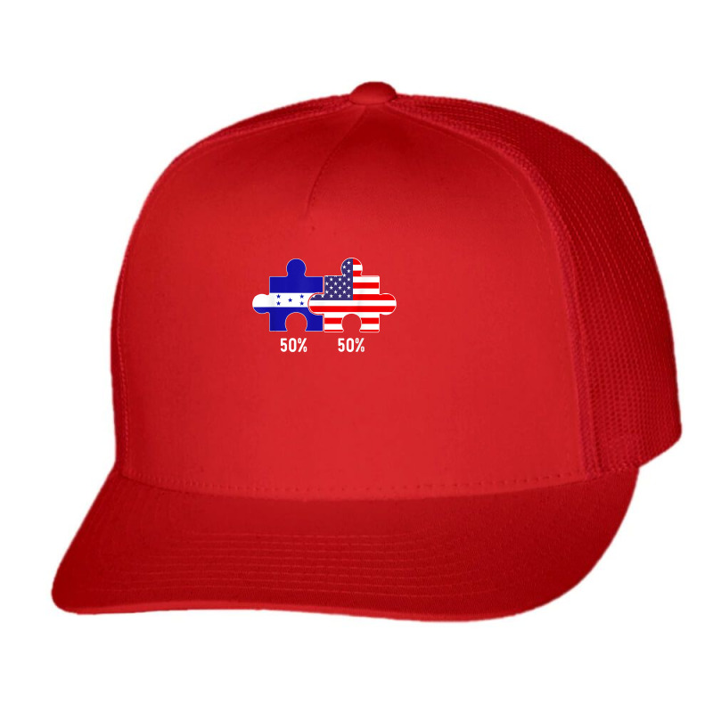 Half American Half Honduran Flag Combined Honduras Catracho T Shirt Trucker Cap by cm-arts | Artistshot