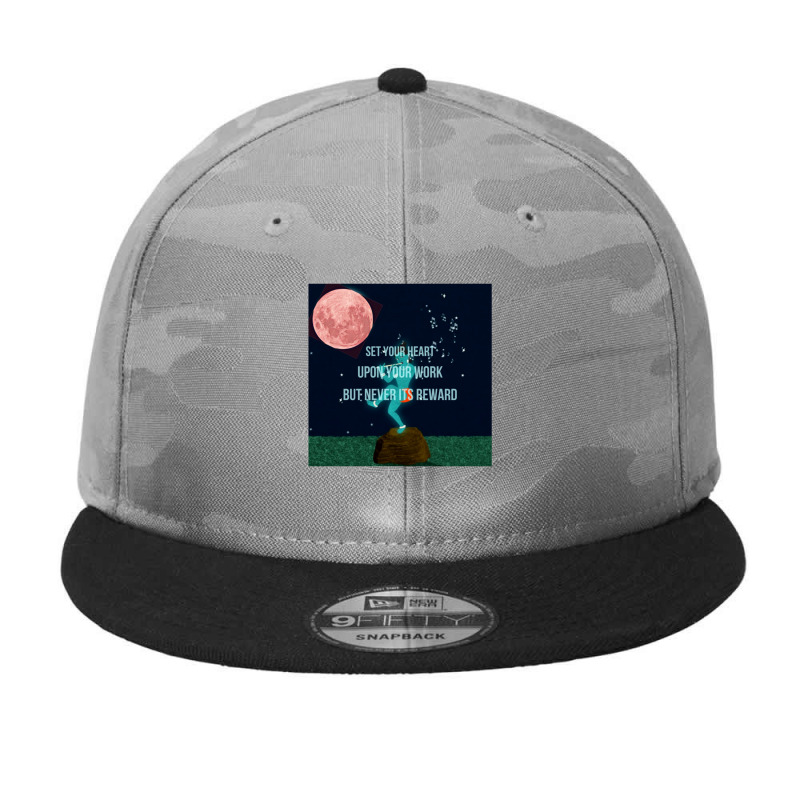 Lord Krishna Quotes Set Your Heart Upon Your Work But Never Its Reward Camo Snapback by cm-arts | Artistshot