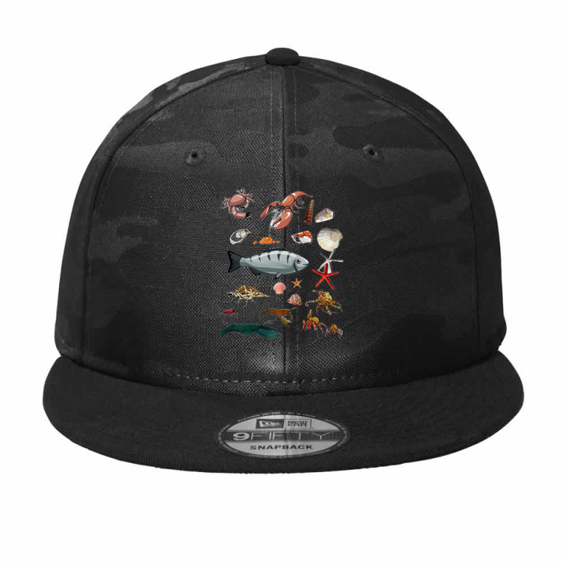 Crustaceancore Ocean Lovers Sea Life Animal Lovers 3 Camo Snapback | Artistshot