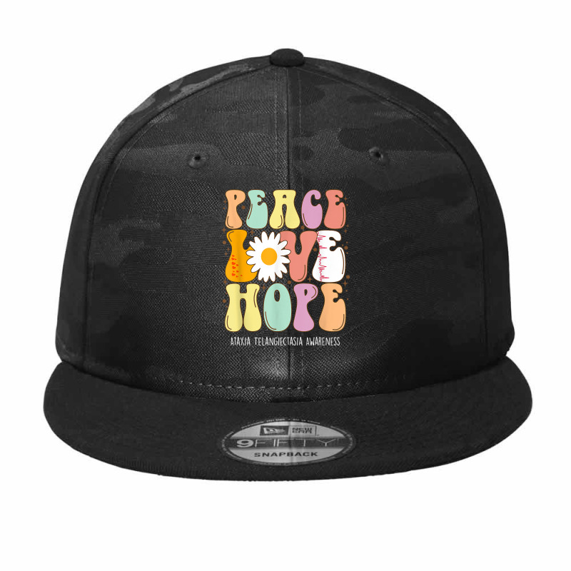 Peace Love Hope Ataxia Telangiectasia Awareness Gift T Shirt Camo Snapback by cm-arts | Artistshot