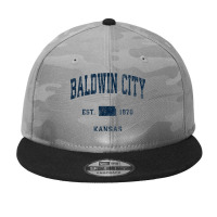 Baldwin City Kansas Ks Vintage Athletic Navy Sports Design Camo Snapback | Artistshot