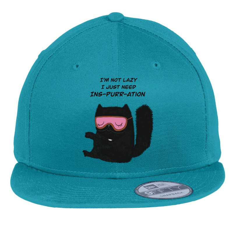 I’m Not Lazy, I Just Need Ins-purr-ation ! Cat Lover   Black Cat Lov Flat Bill Snapback Cap | Artistshot