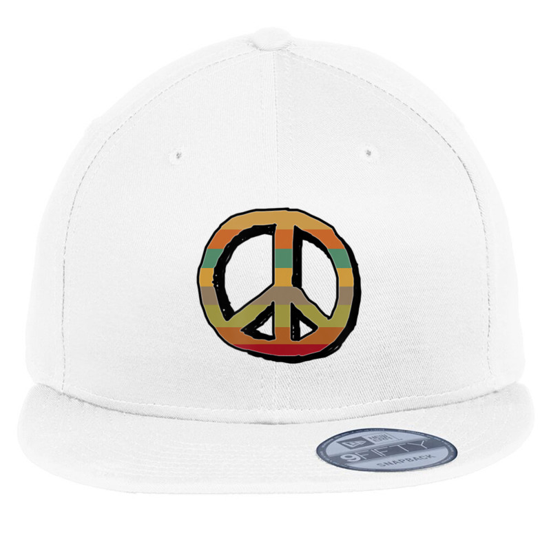 Cute Retro Peace Sign Flat Bill Snapback Cap | Artistshot