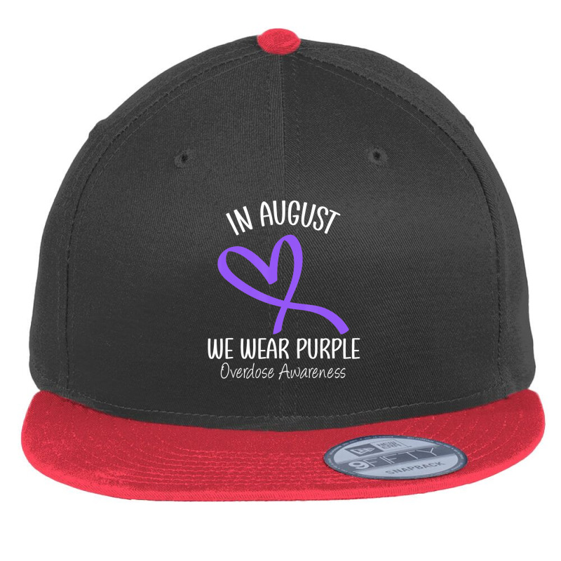 Heart Ribbon August We Wear Purple Overdose Awareness Month Flat Bill Snapback Cap by Kenlofu52 | Artistshot