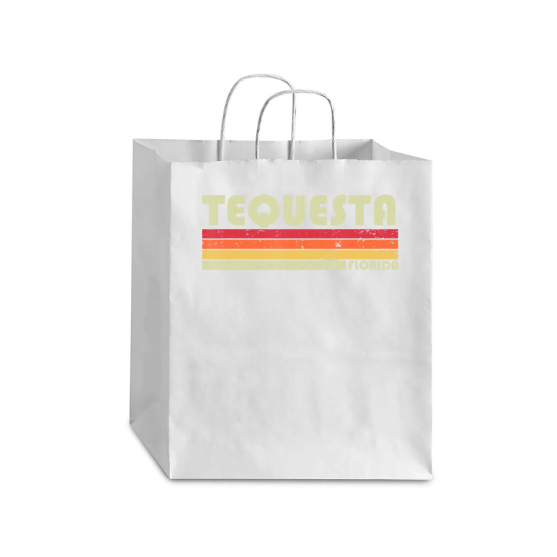 Tequesta Fl Florida City Home Roots Retro 70s 80s Debie Paper Bag - 10 X 5 X 13 | Artistshot