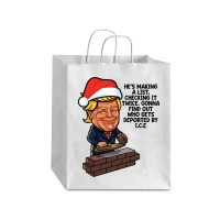 Donald Trump Santa Claus Funny Christmas Build The Wall   Green Debie Paper Bag - 10 X 5 X 13 | Artistshot