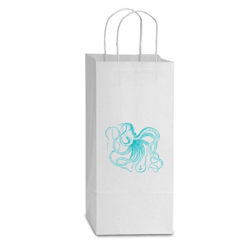 Octopus Cool Vintage Marine Biologist Ocean Sea Life 2 Double Wine Paper Bag - 6 1/2 X 3 1/2 X 12 3/8 | Artistshot