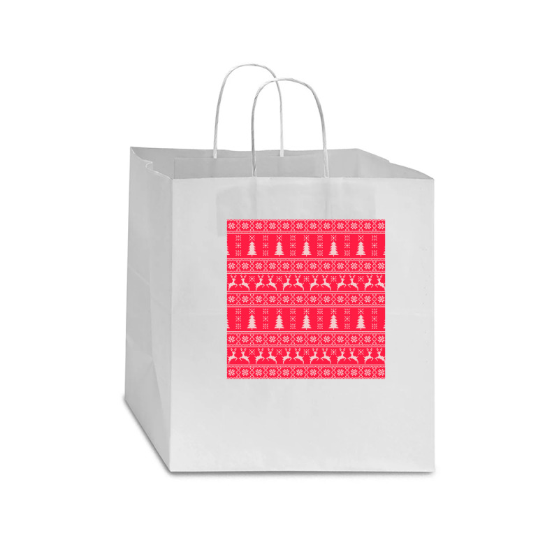 Knitted Christmas Pattern Concept Star Paper Bag - 13 X 7 X 13 | Artistshot