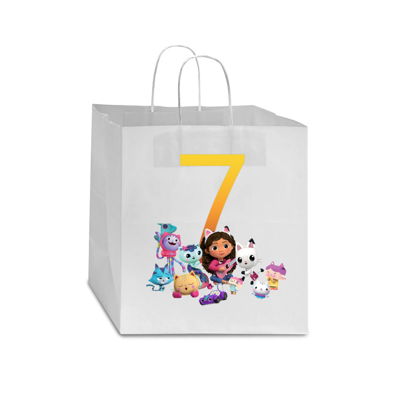 Gabby Dollhouse 7th Birthday Boy And Girl Costom Number Star Paper Bag - 13 X 7 X 13 | Artistshot