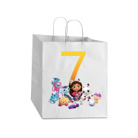 Gabby Dollhouse 7th Birthday Boy And Girl Costom Number Take Out Paper Bag - 14 X 10 X 15 1/2 | Artistshot