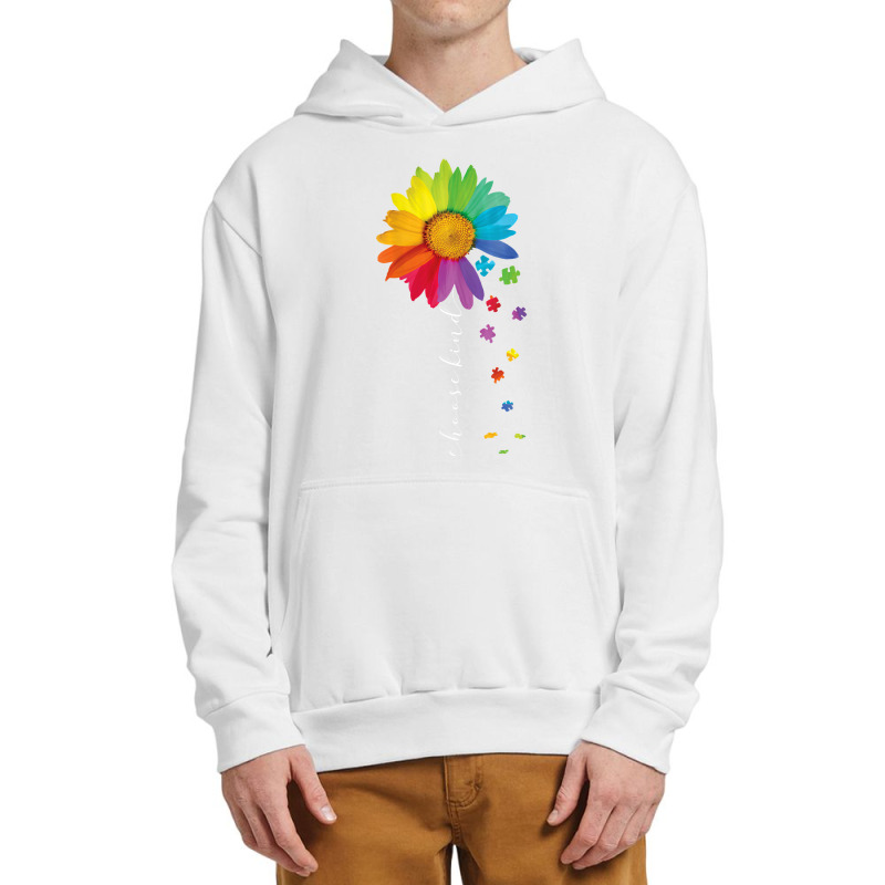 Womens Choose Kind Autism Awareness Rainbow Sunflower Warrior Gifts V Urban Pullover Hoodie | Artistshot