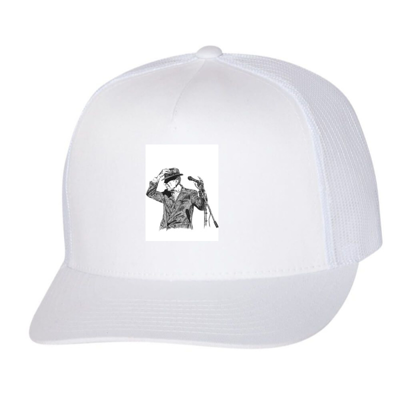 Leonard Cohen Original Hand Drawn Ink Print Trucker Cap by MarlonChristopherMoyer | Artistshot