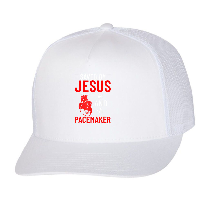 Saved By Jesus And A Pacemaker Heart Disease Awareness Trucker Cap | Artistshot