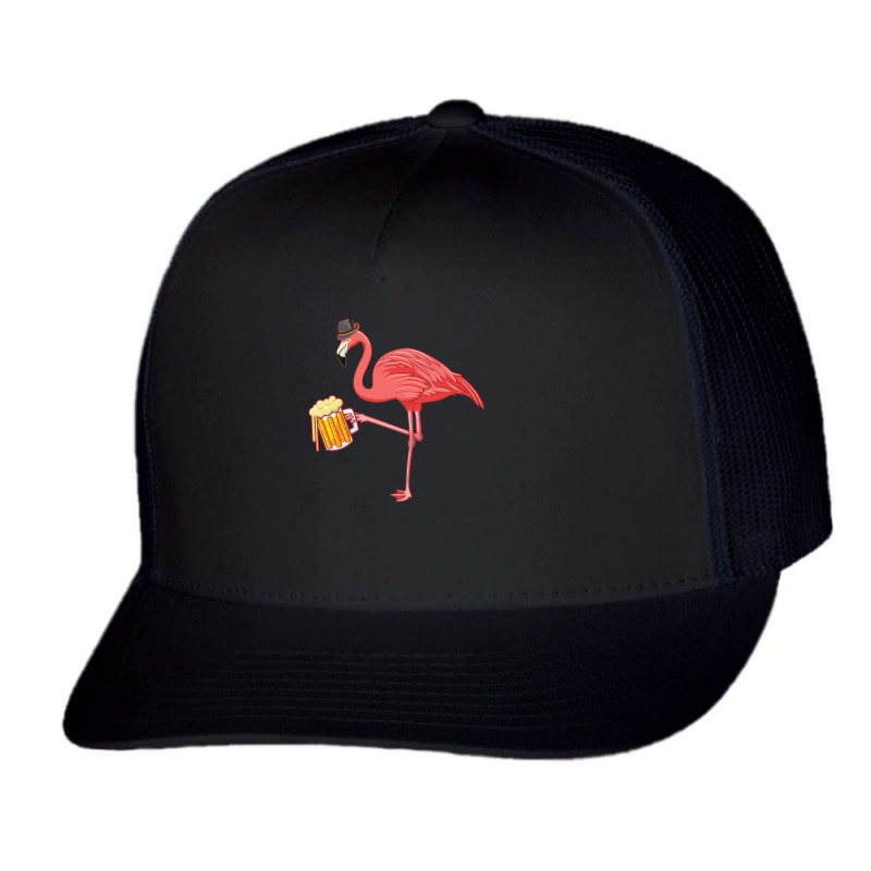 Beer Drinking Flamingo Drinker Wading Bird Oktoberfest Gift Sweatshirt Trucker Cap by cm-arts | Artistshot