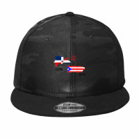 Half Puerto Rican Half Dominican Flag Map Combined Pr Rd T Shirt Camo Snapback | Artistshot