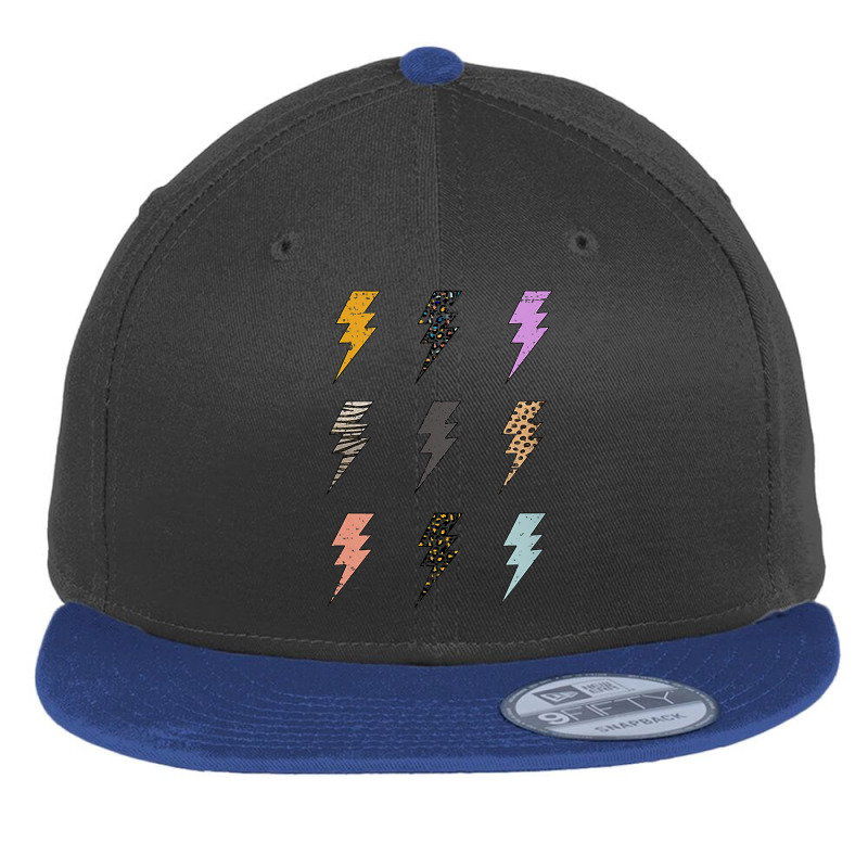 Retro Lightning Bolt T Shirt Flat Bill Snapback Cap by cm-arts | Artistshot