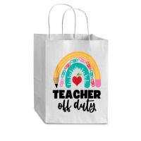 Teacher Off Duty Shirt Pencil Rainbow Apple Teacher Off Duty Tank Top Cub Paper Bag - 8 X 4 1/2 X 10 1/4 | Artistshot