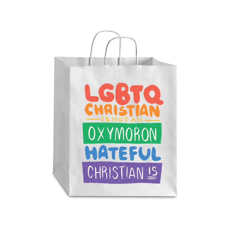 Limited Edition Lgbtq Christian Is Not An Oxymoron Lgbt Pride Gift Debie Paper Bag - 10 X 5 X 13 | Artistshot