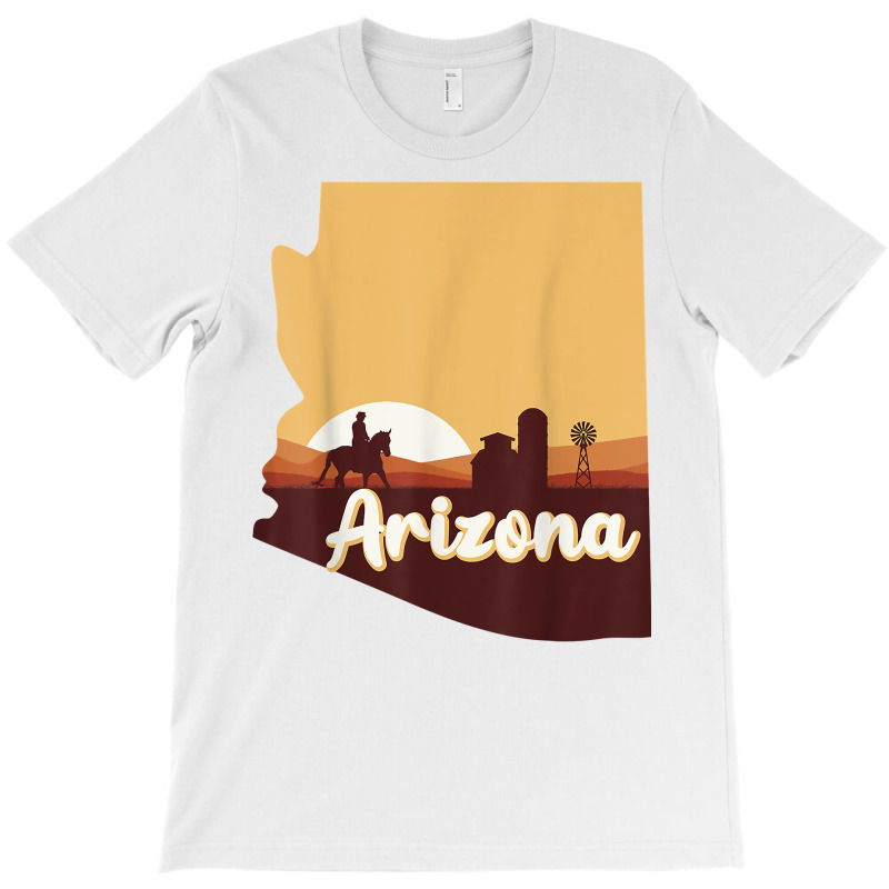 Arizona Map Horse Riding Cowboy Barn Windmill Souvenirs T Shirt T-shirt | Artistshot