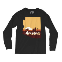 Arizona Map Horse Riding Cowboy Barn Windmill Souvenirs T Shirt Long Sleeve Shirts | Artistshot