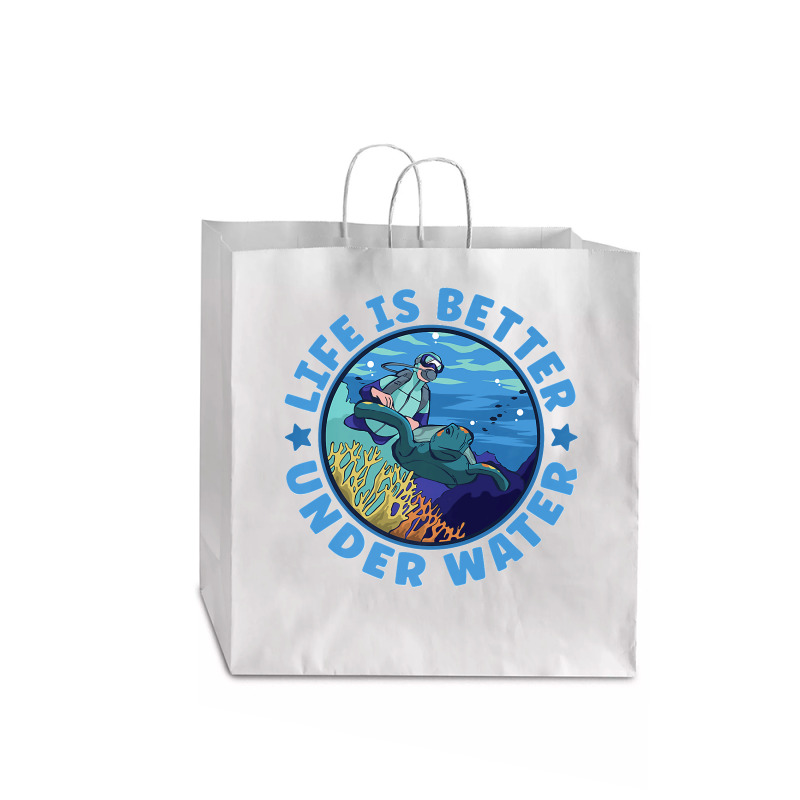 Life Is Better Under Water Marine Biology Scuba Diver Premium Jumbo Paper Bag - 18 X 7 X 18 3/4 | Artistshot