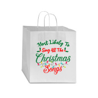 Funny Family Xmas Most Likely To Sing Christmas Songs Star Paper Bag - 13 X 7 X 13 | Artistshot