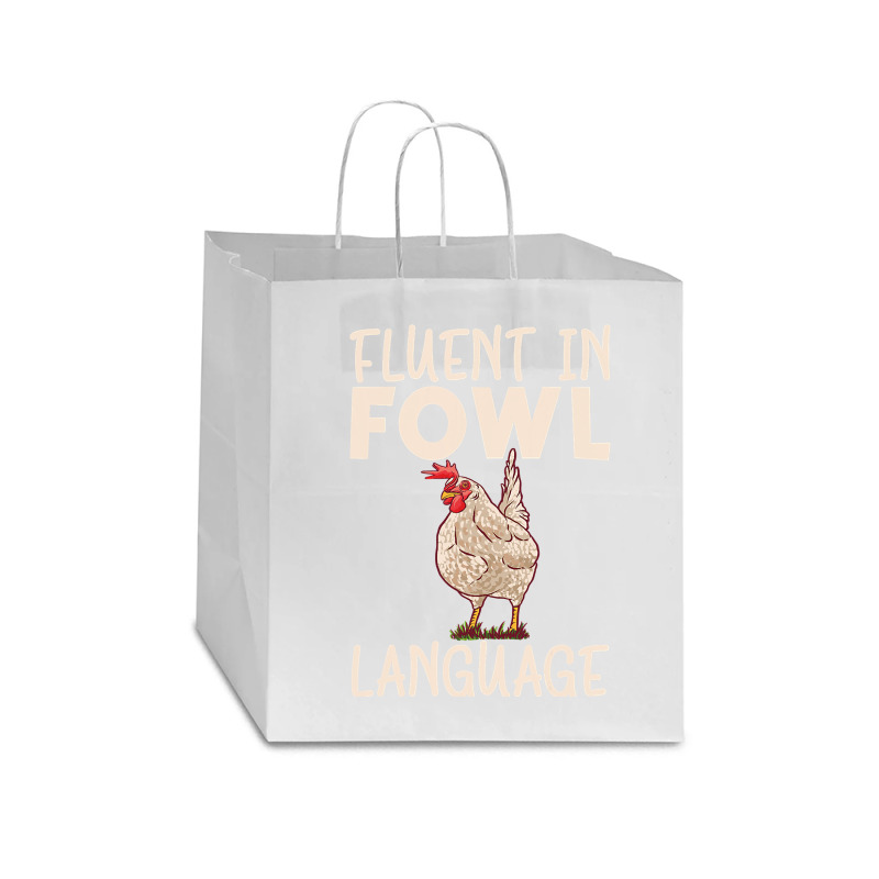 Chicken Chick Fluent In Fowl Language Hen Chicken Lover 80 Rooster Hen Star Paper Bag - 13 X 7 X 13 | Artistshot