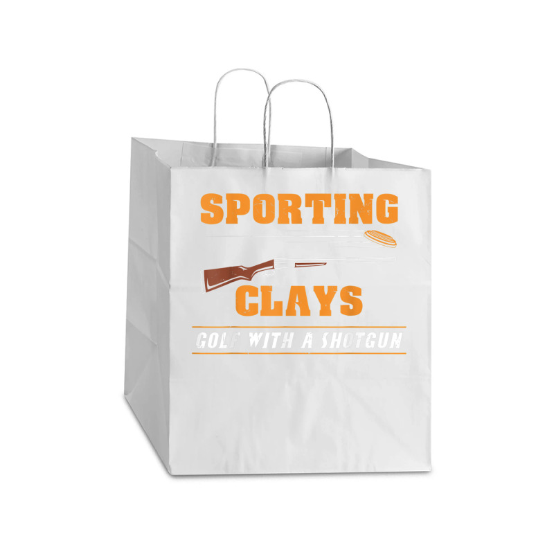 Sporting Clays Golf With A Shotgun Clay Target Shooting Take Out Paper Bag - 14 X 10 X 15 1/2 | Artistshot