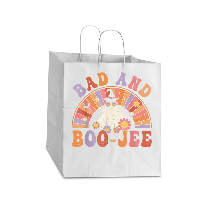 Retro Groovy Bad And Boo Jee Floral Ghost Halloween Hippie Take Out Paper Bag - 14 X 10 X 15 1/2 | Artistshot